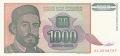 Yugoslavia From 1971 1000 Dinara, 1994